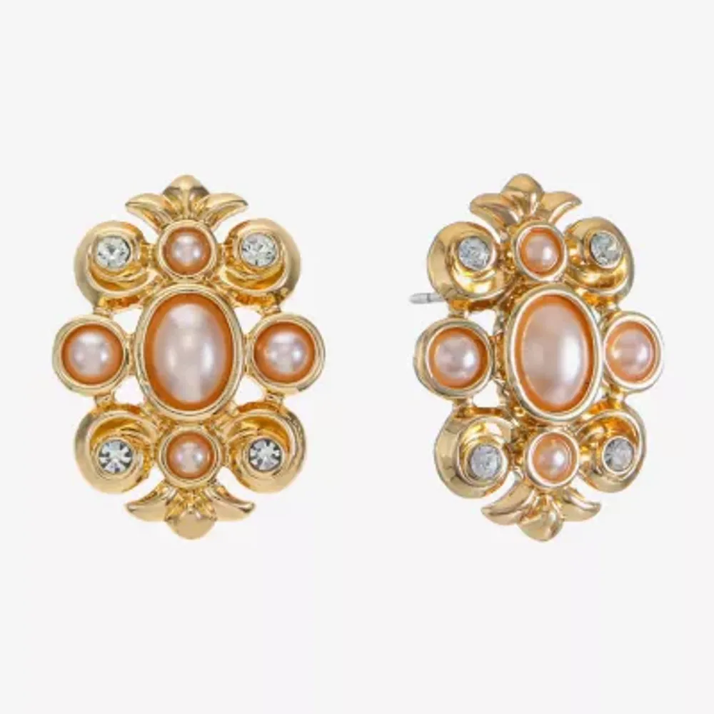 Vintage Monet gold tone jewelry earrings in a fanned  Depop