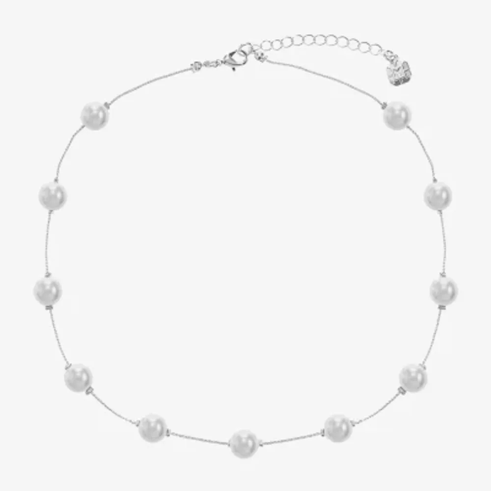 Monet Jewelry Simulated Pearl 17 Inch Collar Necklace, Color: White -  JCPenney