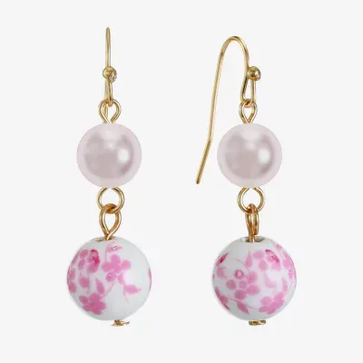 Liz Claiborne Simulated Pearl Round Drop Earrings