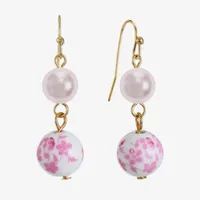 Liz Claiborne Simulated Pearl Round Drop Earrings