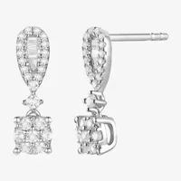 Diamond Blossom 1/3 CT. T.W. Mined White Diamond 10K White Gold Drop Earrings