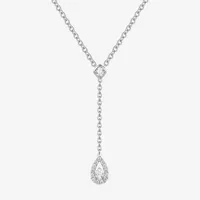 Womens 1/5 CT. T.W. Mined White Diamond 10K White Gold Pear Y Necklace