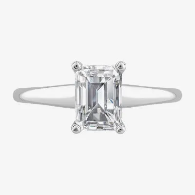 (H / Si2) Womens 1 CT. T.W. Lab Grown White Diamond 10K White Gold Solitaire Engagement Ring