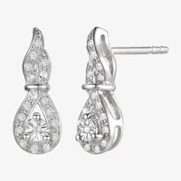 1/ CT. T.W. Natural White Diamond Sterling Silver Drop Earrings