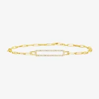 14K Gold Over Silver 7.25 Inch Solid Paperclip Chain Bracelet