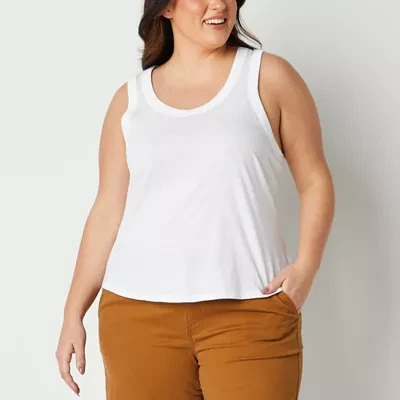 a.n.a Womens Plus U Neck Sleeveless Tank Top