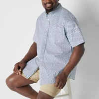 St. John's Bay Big and Tall Mens Classic Fit Short Sleeve Plaid Button-Down Shirt