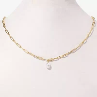 Bijoux Bar Delicates Simulated Pearl 18 Inch Paperclip Pendant Necklace