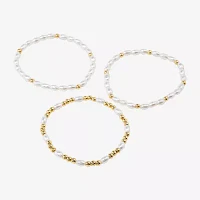 Bijoux Bar Delicates 3-pc. Simulated Pearl Bracelet Set