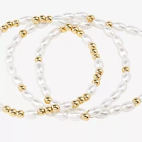 Bijoux Bar Delicates 3-pc. Simulated Pearl Bracelet Set