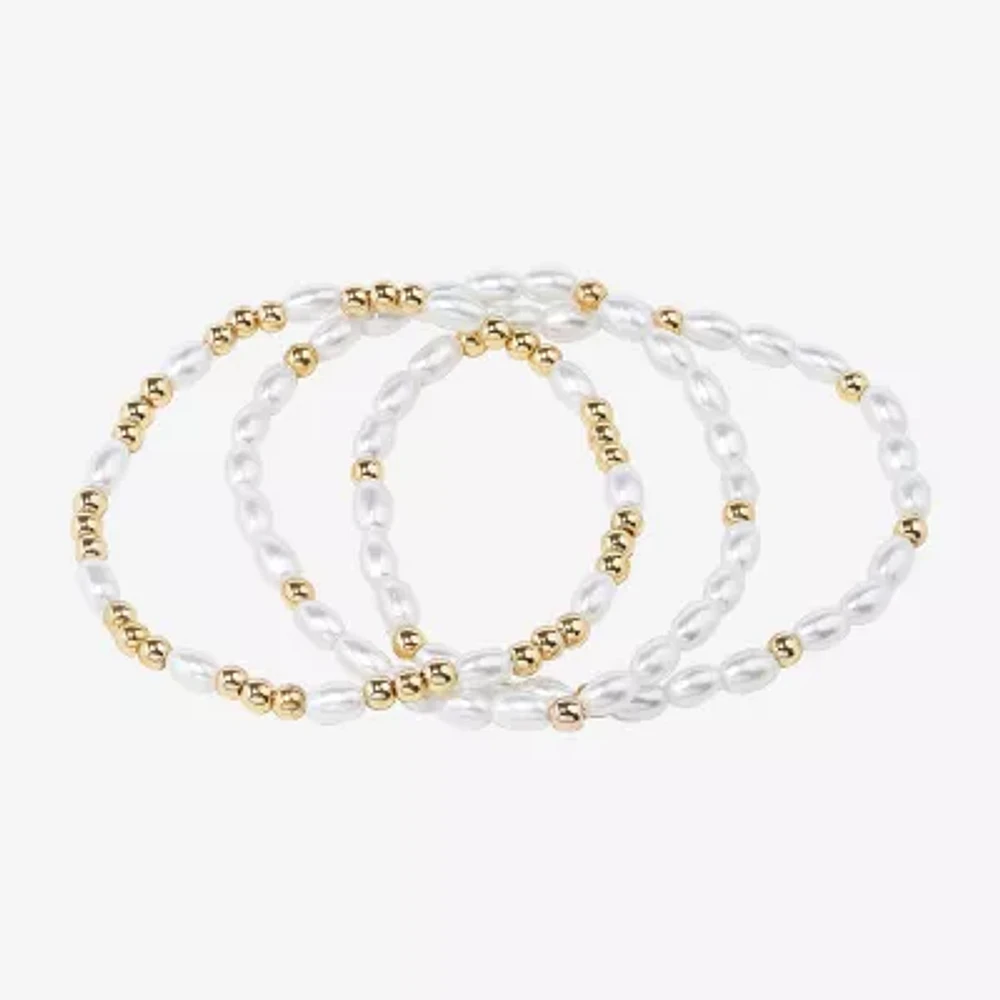 Bijoux Bar Delicates 3-pc. Simulated Pearl Bracelet Set