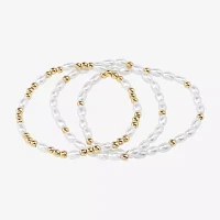 Bijoux Bar Delicates 3-pc. Simulated Pearl Bracelet Set