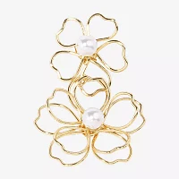 Bijoux Bar Simulated Pearl Flower Drop Earrings