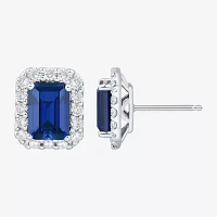 3/8 CT. T.W. Lab Created Blue Sapphire 10K White Gold 10.1mm Stud Earrings