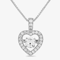 Womens 1/2 CT. T.W. Lab Grown White Diamond 10K or Yellow Gold Heart Pendant Necklace