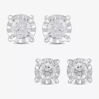 1 CT. T.W. Lab Grown White Diamond Sterling Silver Round Earring Set