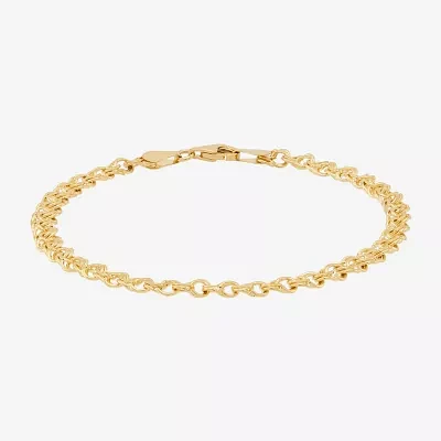 10K Gold 7.25 Inch Hollow Fashion Chain Bracelet