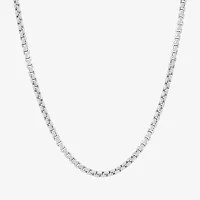 14K White Gold 22 Inch Semisolid Box Chain Necklace