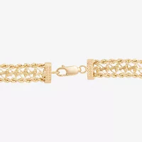 Womens 14K Gold 7.5 Inch Hollow Rope Chain Bracelet