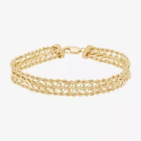 Womens 14K Gold 7.5 Inch Hollow Rope Chain Bracelet