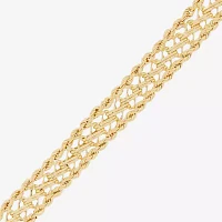 Womens 14K Gold 7.5 Inch Hollow Rope Chain Bracelet