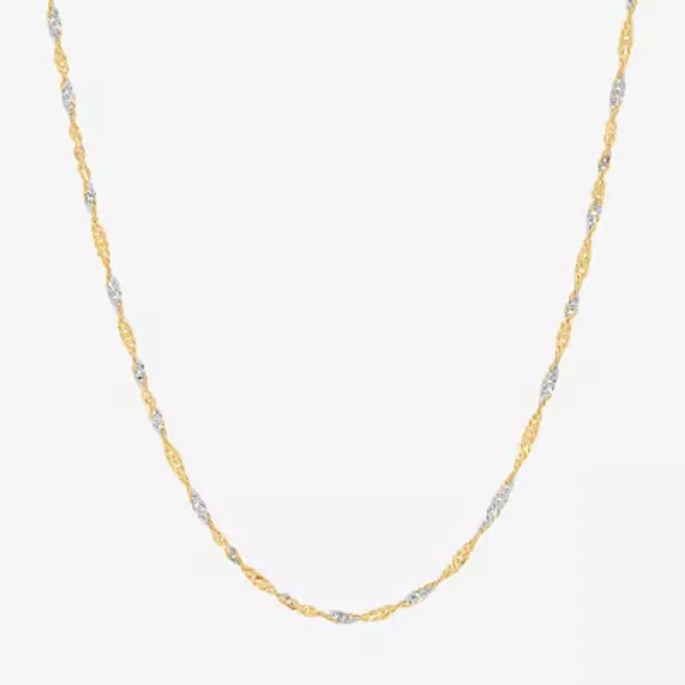 14K Gold 18 Inch Hollow Singapore Chain Necklace