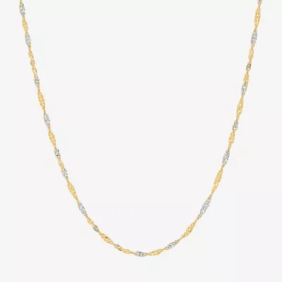 14K Gold 18 Inch Hollow Singapore Chain Necklace