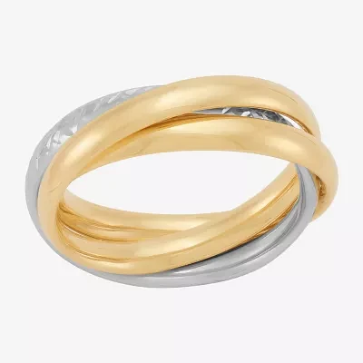 Made Italy Womens 3MM 10K Two Tone Gold Round Band