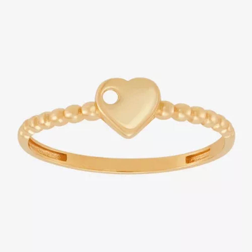 Womens 10K Gold Heart Round Band