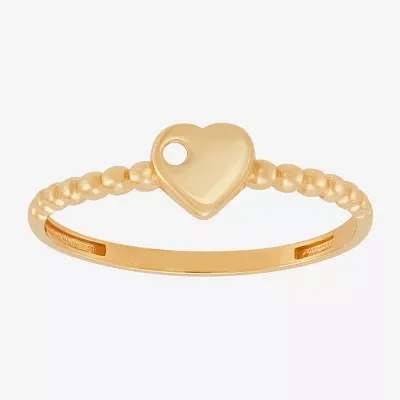 Womens 10K Gold Heart Round Band