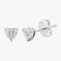 Yes, Please! 1/10 CT. T.W. Natural White Diamond Sterling Silver Heart 2 Pair Earring Set