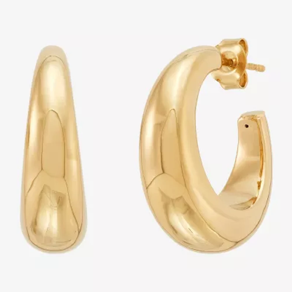 14K Gold 25mm Round Hoop Earrings