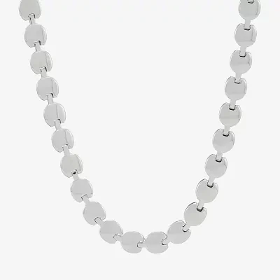 Made in Italy Womens 18 Inch Sterling Silver Link Necklace Round