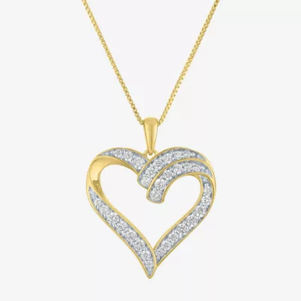 (G-H / I1-I2) Womens 5/8 CT. T.W. Lab Grown White Diamond 14K Gold Over Silver Sterling Silver Heart Pendant Necklace