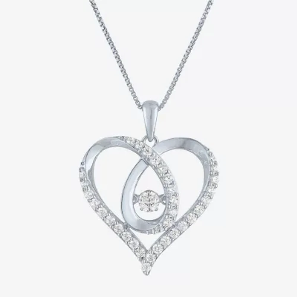 (G-H / I1-I2) Womens 5/8 CT. T.W. Lab Grown White Diamond Sterling Silver Heart Pendant Necklace