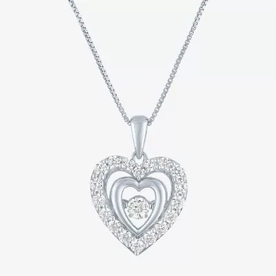 (G-H / I1-I2) Womens 5/8 CT. T.W. Lab Grown White Diamond Sterling Silver Heart 18 Inch Pendant Necklace