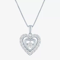 (G-H / I1-I2) Womens 5/8 CT. T.W. Lab Grown White Diamond Sterling Silver Heart 18 Inch Pendant Necklace