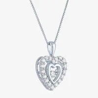 (G-H / I1-I2) Womens 5/8 CT. T.W. Lab Grown White Diamond Sterling Silver Heart 18 Inch Pendant Necklace
