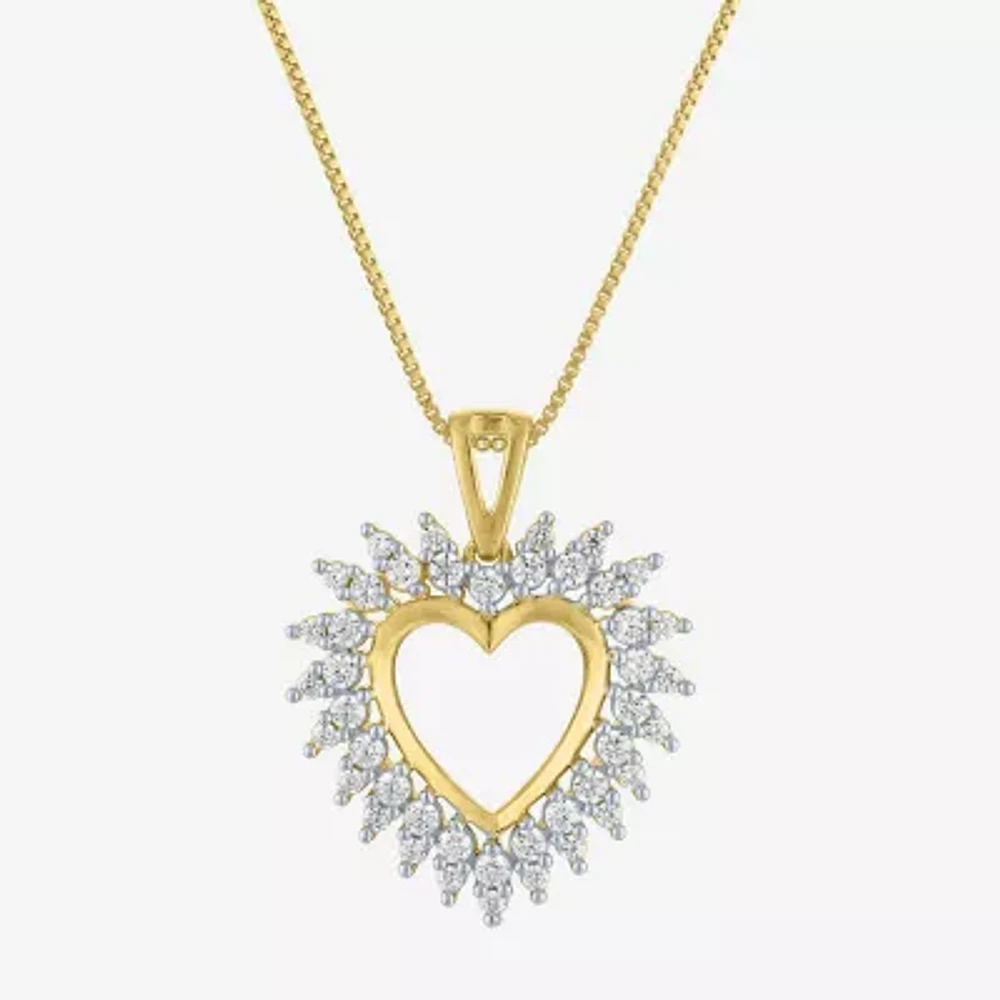 (G-H / I1-I2) Womens 5/8 CT. T.W. Lab Grown White Diamond 14K Gold Over Silver Sterling Silver Heart Pendant Necklaces
