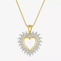 (G-H / I1-I2) Womens 5/8 CT. T.W. Lab Grown White Diamond 14K Gold Over Silver Sterling Silver Heart Pendant Necklaces