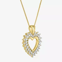 (G-H / I1-I2) Womens 5/8 CT. T.W. Lab Grown White Diamond 14K Gold Over Silver Sterling Silver Heart Pendant Necklaces