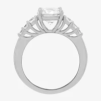 Womens Lab Created White Cubic Zirconia Sterling Silver Cocktail Ring