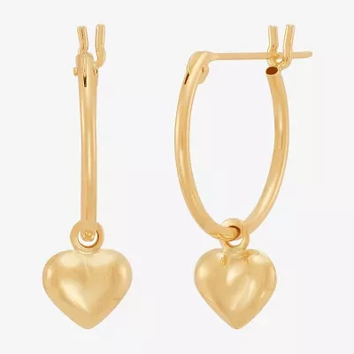 14K Gold 12.5mm Heart Hoop Earrings