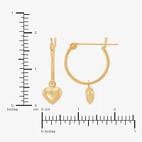 14K Gold 12.5mm Heart Hoop Earrings