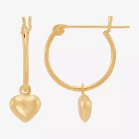 14K Gold 12.5mm Heart Hoop Earrings