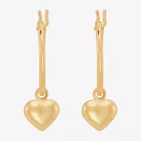 14K Gold 12.5mm Heart Hoop Earrings