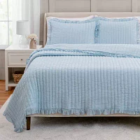 Martha Stewart Blue Ruffle Reversible Quilt