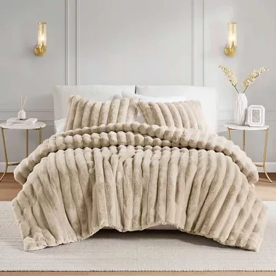 Madison Park Dahlia Faux Fur 3-pc. Midweight Comforter Set