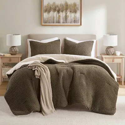 Madison Park Ellis Waffle Knot Chenille Midweight Comforter Set