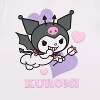 Juniors Kuromi Ringer Baby Tee Womens Crew Neck Short Sleeve Hello Kitty Graphic T-Shirt